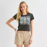 Hurley Womens Juniors Crew Neck Short Sleeve Fitted Graphic T-Shirt