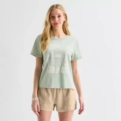 Hurley Womens Juniors Crew Neck Short Sleeve Regular Fit Graphic T-Shirt