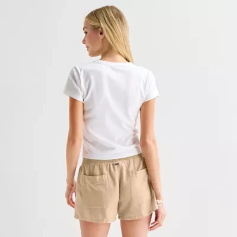 Hurley Womens Juniors Crew Neck Short Sleeve Fitted Graphic T-Shirt