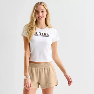 Hurley Womens Juniors Crew Neck Short Sleeve Fitted Graphic T-Shirt