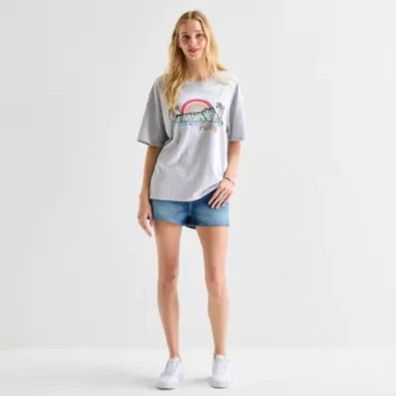 Hurley Womens Juniors Crew Neck Short Sleeve Oversized Graphic T-Shirt