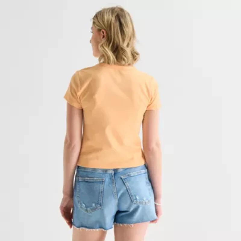 Hurley Womens Juniors Crew Neck Short Sleeve Fitted Graphic T-Shirt