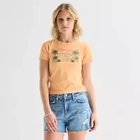 Hurley Womens Juniors Crew Neck Short Sleeve Fitted Graphic T-Shirt