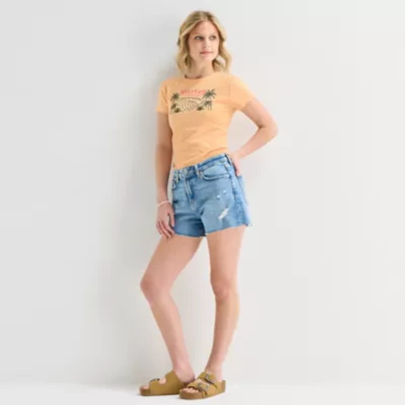 Hurley Womens Juniors Crew Neck Short Sleeve Fitted Graphic T-Shirt