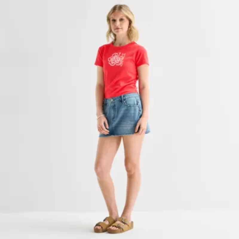 Hurley Womens Juniors Crew Neck Short Sleeve Fitted Graphic T-Shirt