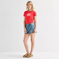 Hurley Womens Juniors Crew Neck Short Sleeve Fitted Graphic T-Shirt