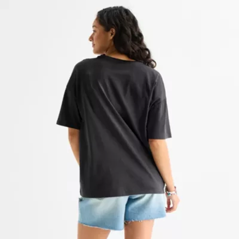 Hurley Womens Juniors Crew Neck Short Sleeve Oversized Graphic T-Shirt