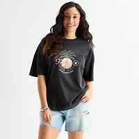 Hurley Womens Juniors Crew Neck Short Sleeve Oversized Graphic T-Shirt
