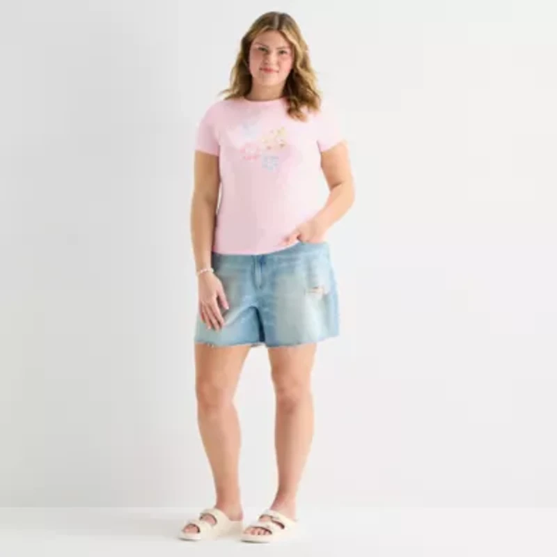 Forever 21 Womens Juniors Plus Crew Neck Short Sleeve Graphic T-Shirt