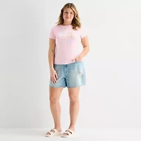 Forever 21 Womens Juniors Plus Crew Neck Short Sleeve Graphic T-Shirt