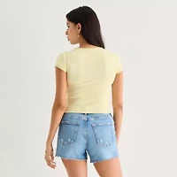 Arizona Smooth Womens Juniors Round Neck Short Sleeve T-Shirt