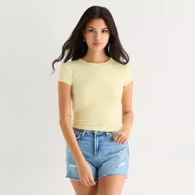 Arizona Smooth Womens Juniors Round Neck Short Sleeve T-Shirt