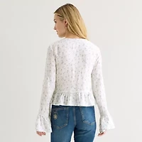 Arizona Womens Round Neck Long Sleeve Blouse