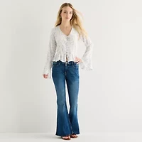 Arizona Womens Round Neck Long Sleeve Blouse