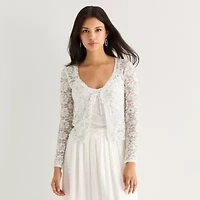 Arizona Womens Round Neck Long Sleeve Blouse