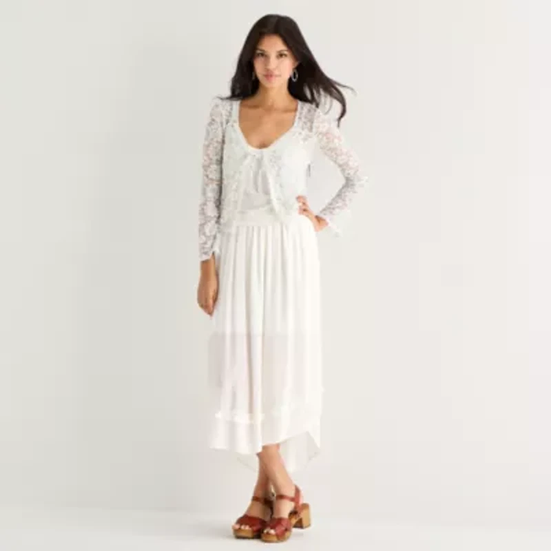 Arizona Womens Round Neck Long Sleeve Blouse