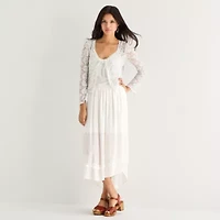 Arizona Womens Round Neck Long Sleeve Blouse