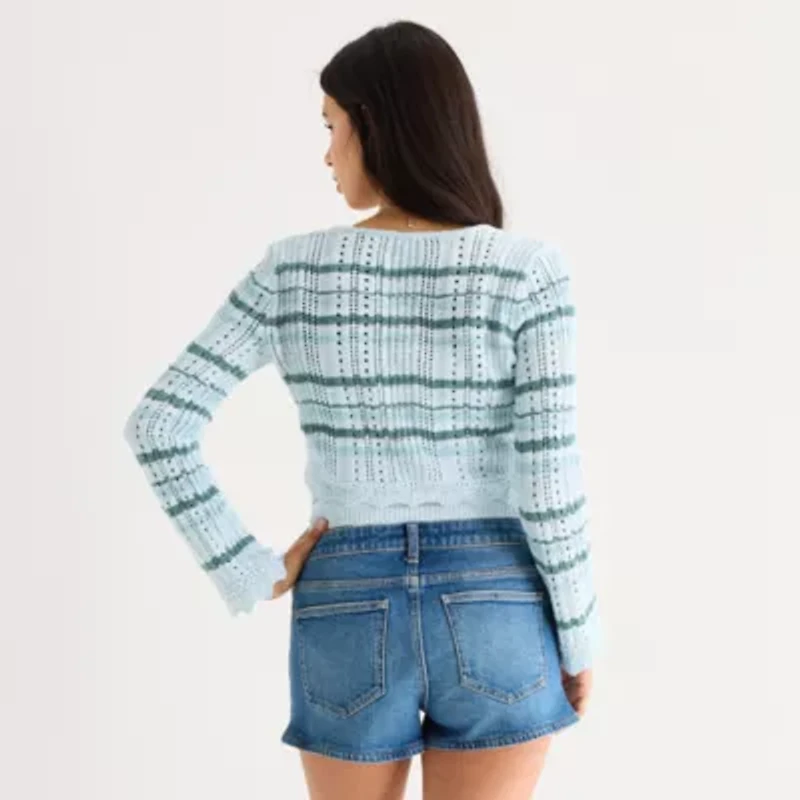 Arizona Womens Juniors V Neck Long Sleeve Cardigan