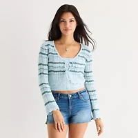 Arizona Womens Juniors V Neck Long Sleeve Cardigan