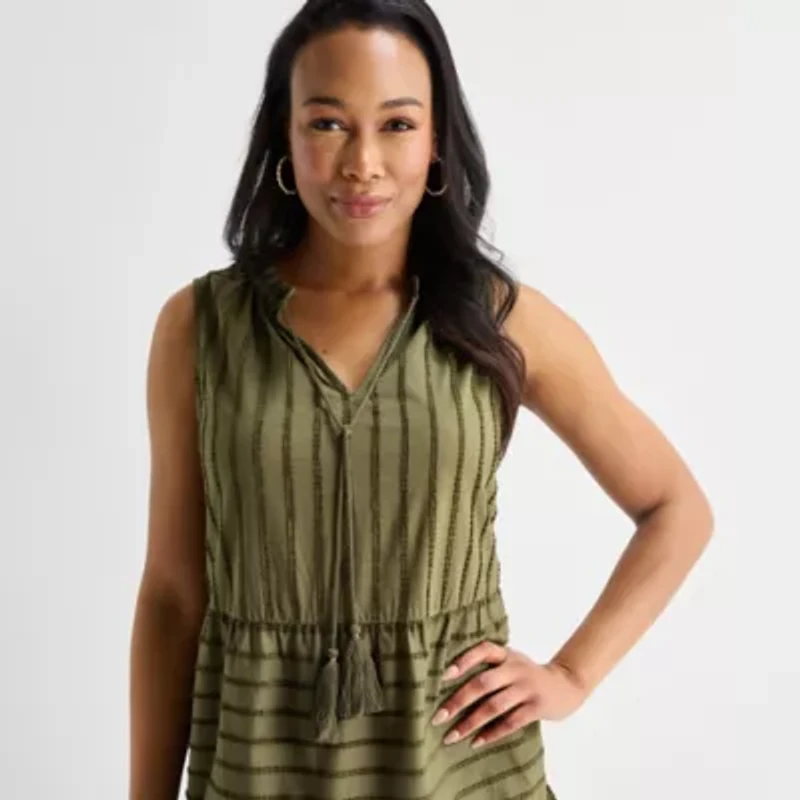 Liz Claiborne Womens Sleeveless Midi Peasant Dress