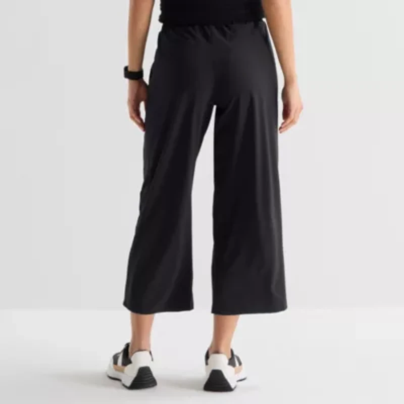 Stylus Womens Wide Leg Mid Rise Cropped Pant