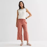 Stylus Womens Wide Leg Mid Rise Cropped Pant
