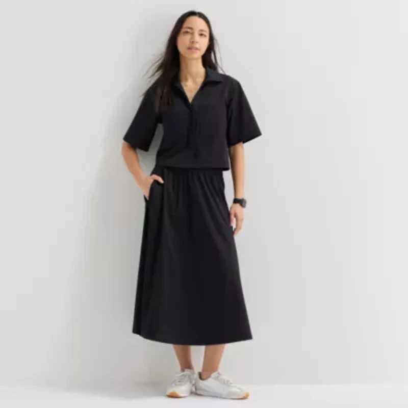 Stylus Womens V Neck Short Sleeve Camp Shirt