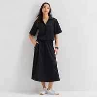 Stylus Womens V Neck Short Sleeve Camp Shirt