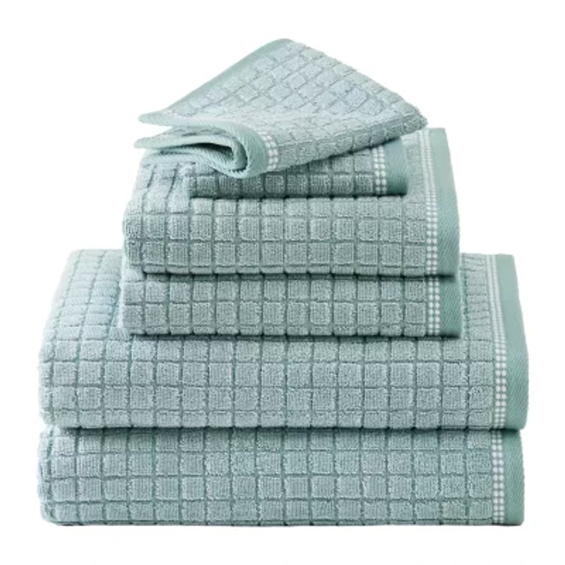 Town And Country Windowpane Textured 6-pc. Quick Dry Bath Towel Set