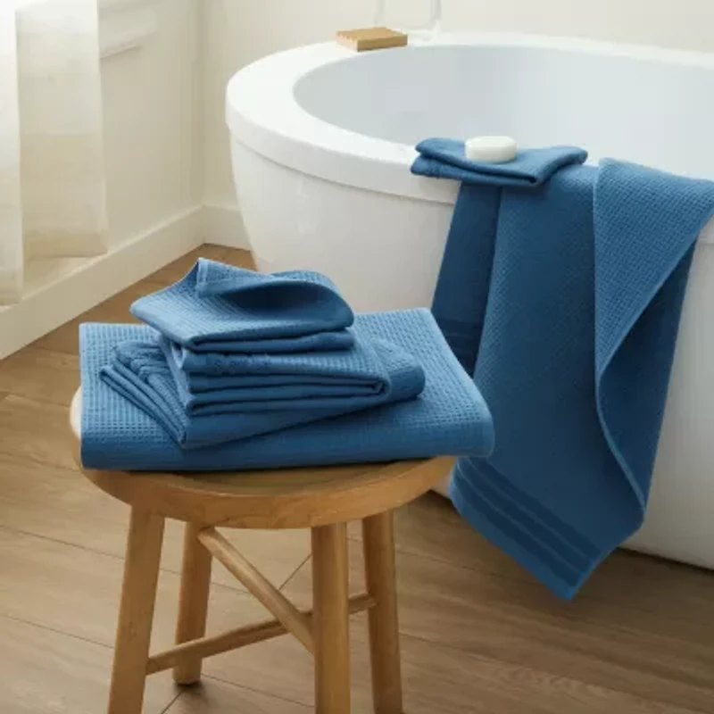 Town And Country Small Waffle Woven Terry Stripe 6-pc. Quick Dry Bath Towel Set