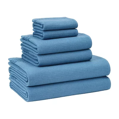 Town And Country Small Waffle Woven Terry Stripe 6-pc. Quick Dry Bath Towel Set