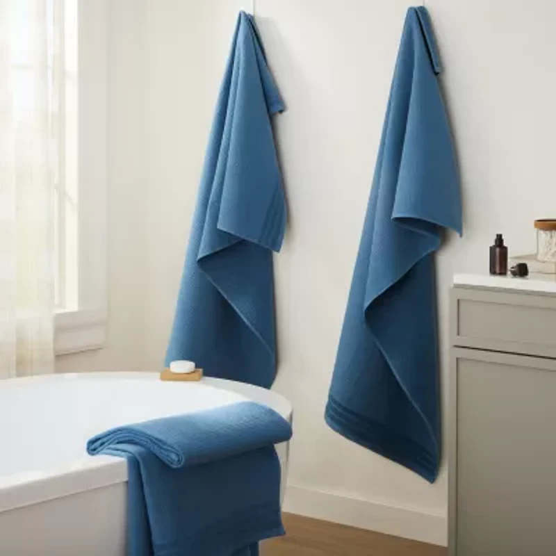 Town And Country Small Waffle Woven Terry Stripe -pc. Quick Dry Bath Towel Set