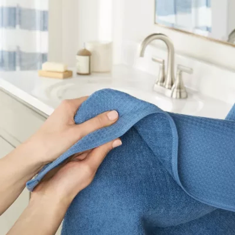 Town And Country Small Waffle Woven Terry Stripe -pc. Quick Dry Bath Towel Set