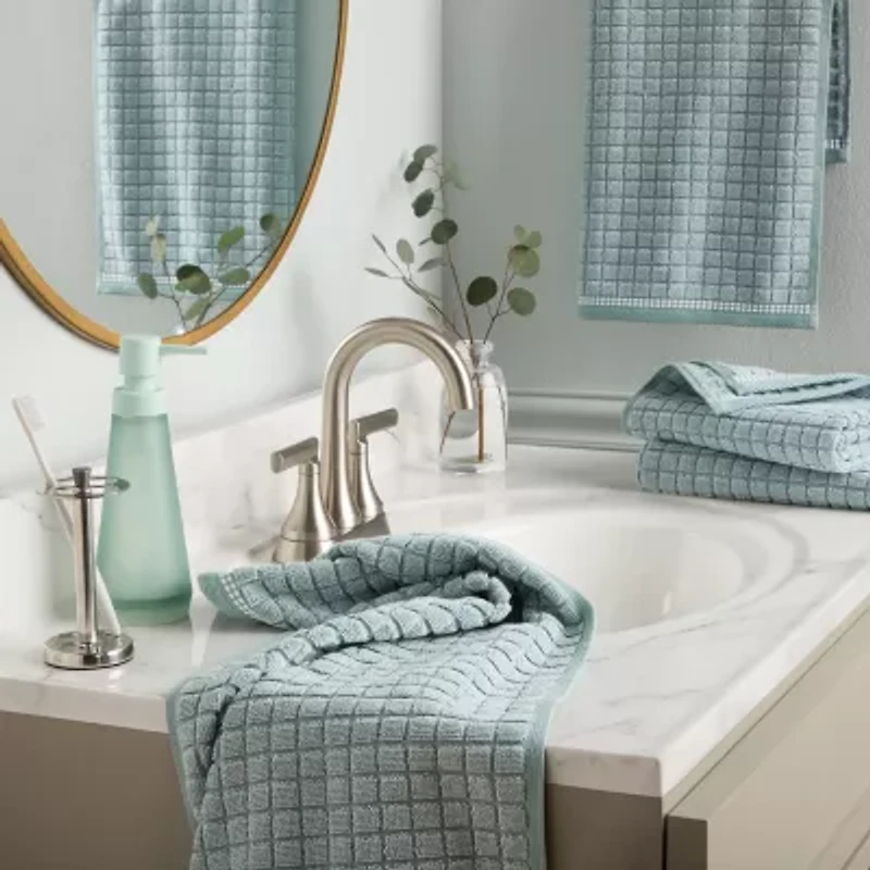 Town And Country Windowpane Textured -pc. Quick Dry Bath Towel Set