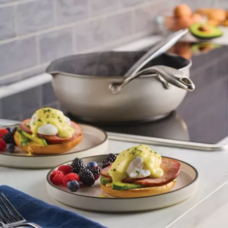 Circulon 9.5-Inch (3.2-Qt) Infinity Pan with Scratch Defense Nonstick Lid and Tool Holder, Platinum