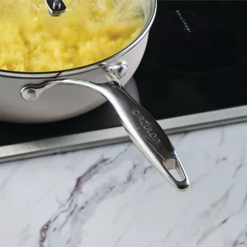 Circulon 9.5-Inch (3.2-Qt) Infinity Pan with Scratch Defense Nonstick Lid and Tool Holder, Platinum
