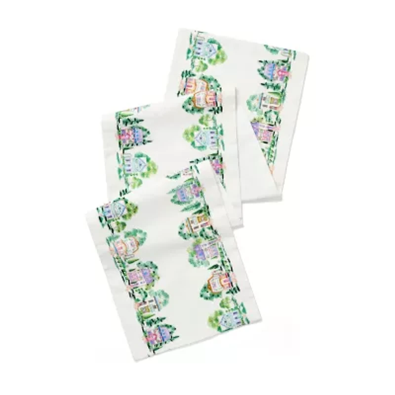 Lenox Spice Village Print Embroidered Table Runner