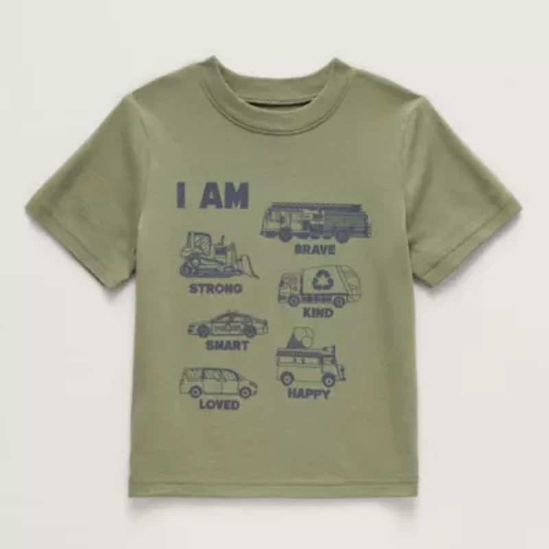 Okie Dokie Toddler & Little Boys Round Neck Short Sleeve Regular Fit Graphic T-Shirt