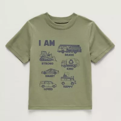 Okie Dokie Toddler & Little Boys Round Neck Short Sleeve Regular Fit Graphic T-Shirt