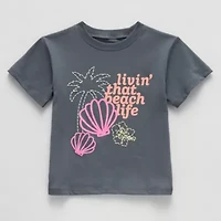 Okie Dokie Toddler & Little Girls Crew Neck Short Sleeve Regular Fit Graphic T-Shirt