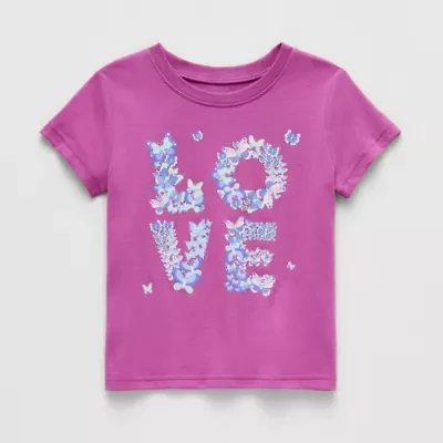 Okie Dokie Toddler & Little Girls Round Neck Short Sleeve Regular Fit Graphic T-Shirt