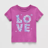 Okie Dokie Toddler & Little Girls Round Neck Short Sleeve Regular Fit Graphic T-Shirt