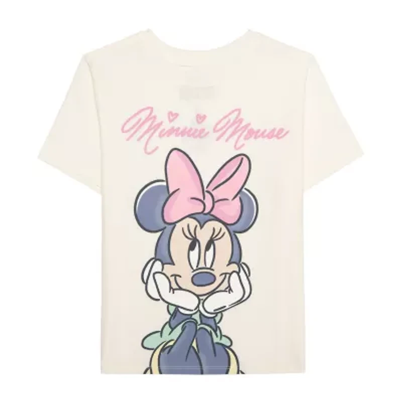Disney Collection Girls Crew Neck Short Sleeve Minnie Mouse T-Shirt