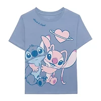 Disney Collection Girls Crew Neck Short Sleeve Stitch T-Shirt