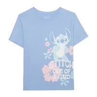 Disney Collection Girls Crew Neck Short Sleeve Stitch T-Shirt