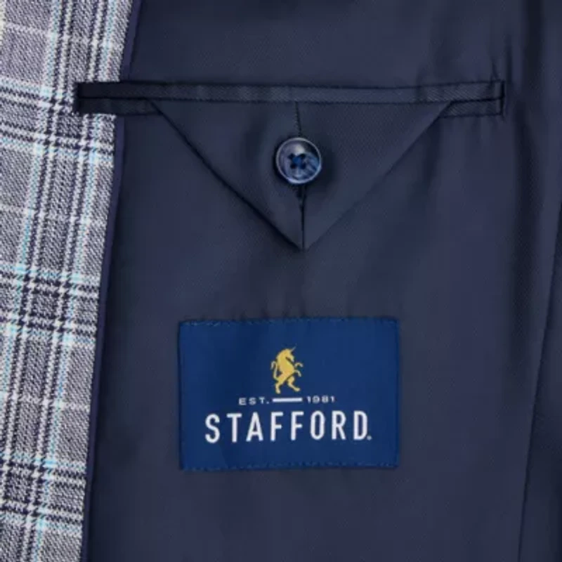 Stafford Mens Plaid Classic Fit Sport Coat
