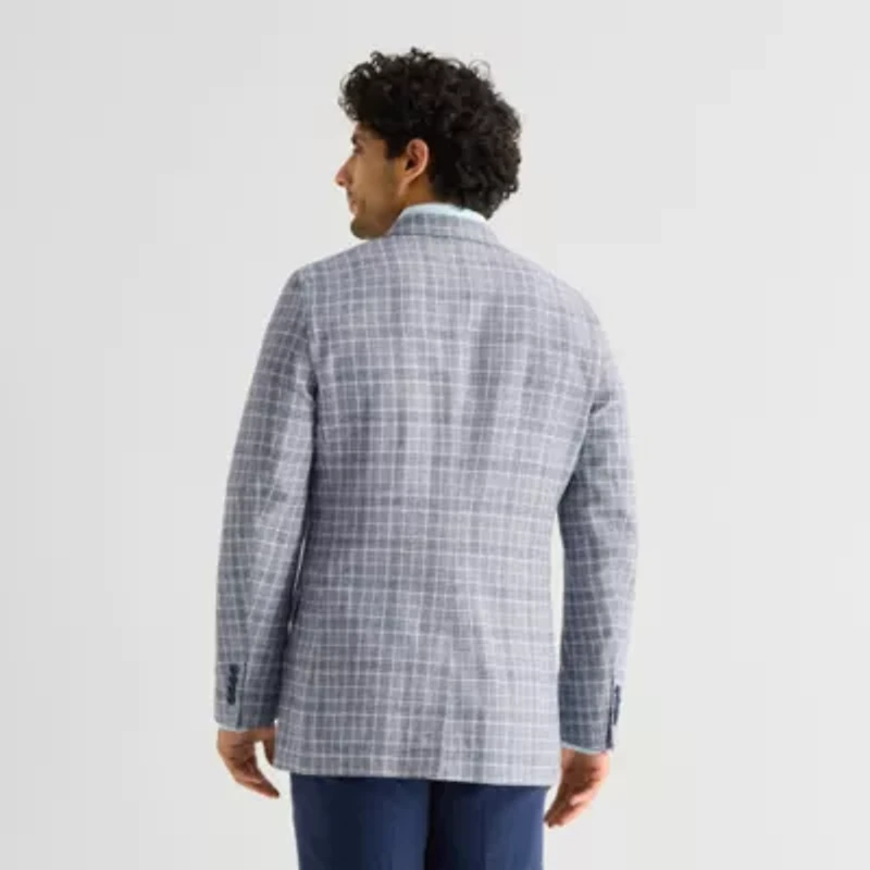 Stafford Mens Plaid Classic Fit Sport Coat