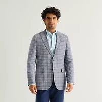 Stafford Mens Plaid Classic Fit Sport Coat