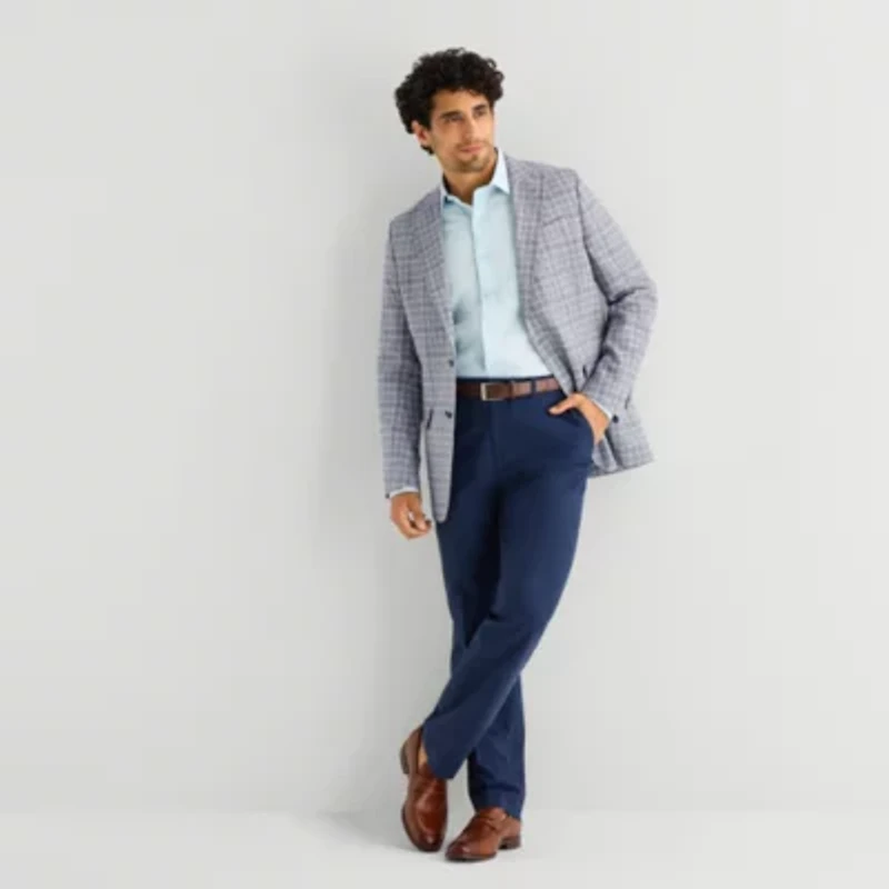 Stafford Mens Plaid Classic Fit Sport Coat