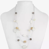 Liz Claiborne Womens White Mother Of Pearl 18 Inch Strand Necklace